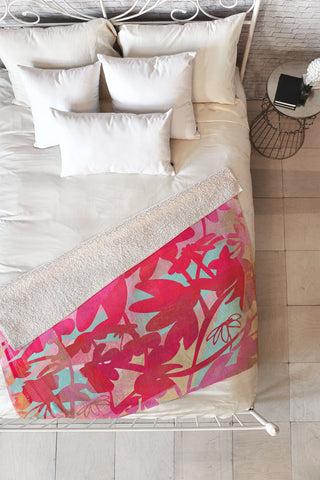 Barbara Chotiner Pinky Susan Florals Fleece Throw Blanket