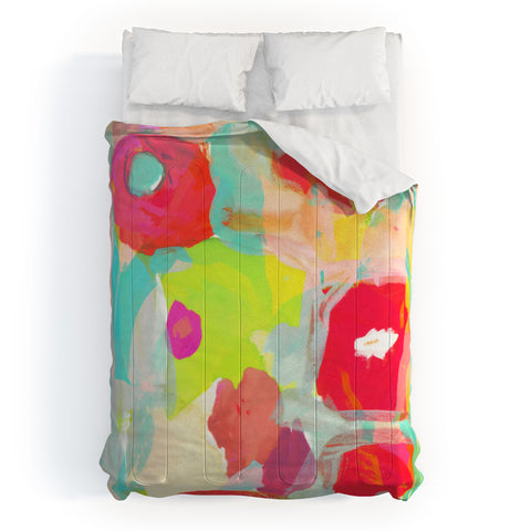 Barbara Chotiner teal pop bouquet Comforter