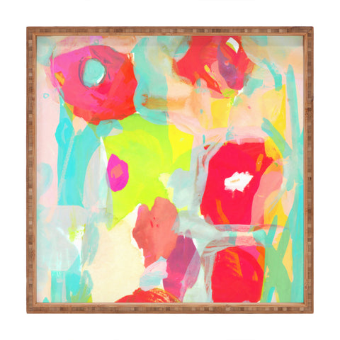 Barbara Chotiner teal pop bouquet Square Tray