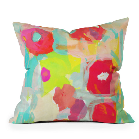 Barbara Chotiner teal pop bouquet Throw Pillow