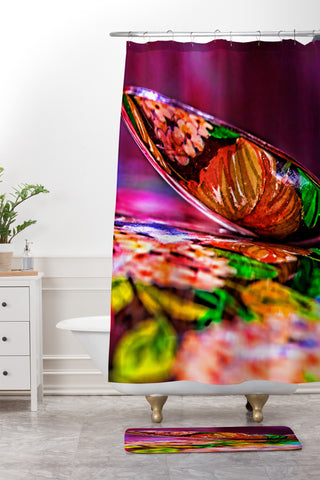 Barbara Sherman Dayglo Spoon Shower Curtain And Mat