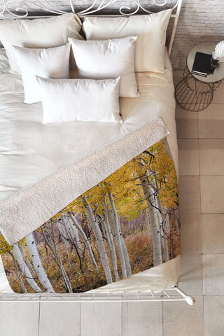 Barbara Sherman Golden Aspens Fleece Throw Blanket