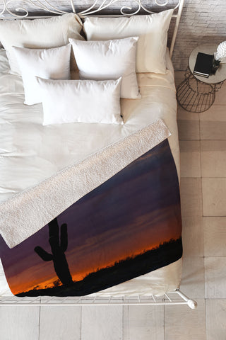 Barbara Sherman Saguaro Sunset Fleece Throw Blanket