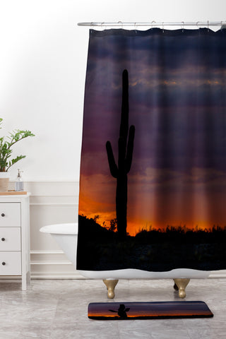 Barbara Sherman Saguaro Sunset Shower Curtain And Mat
