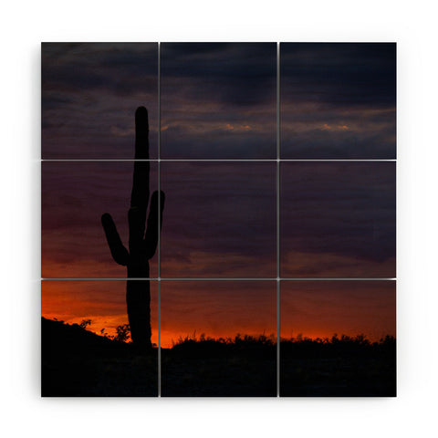 Barbara Sherman Saguaro Sunset Wood Wall Mural