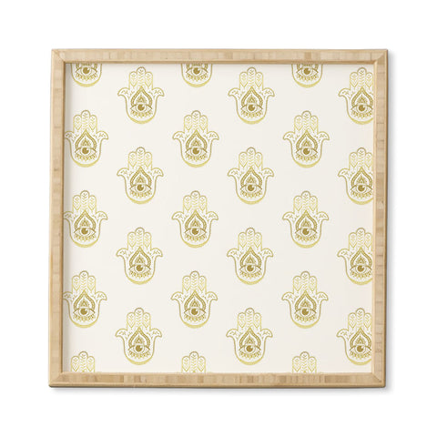 Barlena Hamsa Hand Gold Framed Wall Art