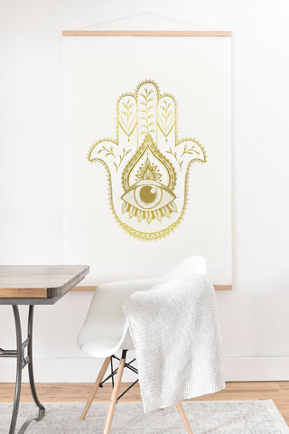 Barlena Hamsa Hand Gold Art Print And Hanger