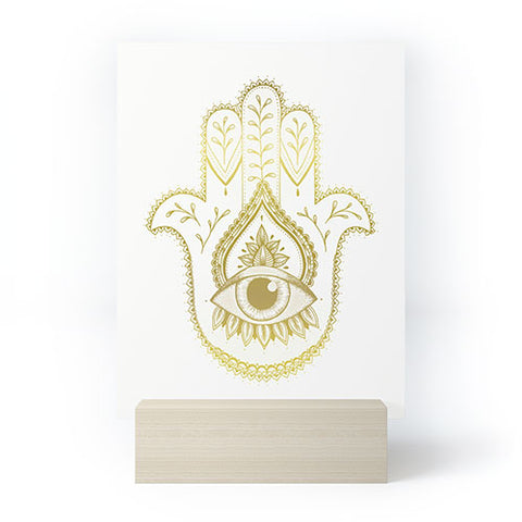 Barlena Hamsa Hand Gold Mini Art Print