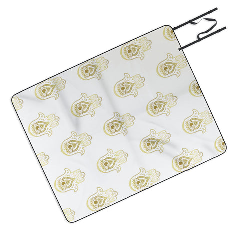 Barlena Hamsa Hand Gold Picnic Blanket