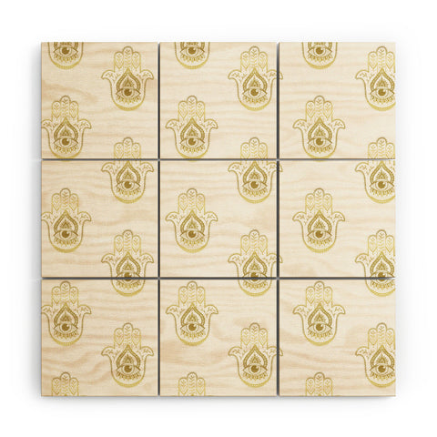Barlena Hamsa Hand Gold Wood Wall Mural
