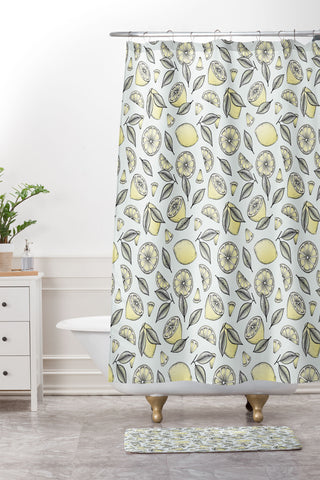 Barlena Lemon Tree Shower Curtain And Mat