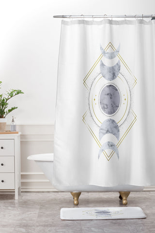 Barlena Marble Moon Phase Shower Curtain And Mat