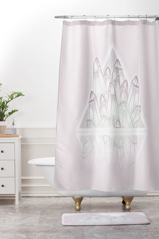 Barlena Pink Crystals Shower Curtain And Mat