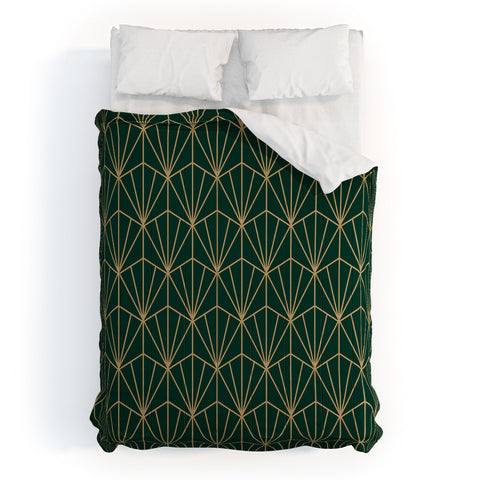 Becky Bailey Art Deco Vector in Green Comforter