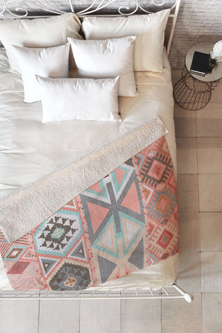 Becky Bailey Aztec Artisan Tribal in Pink Fleece Throw Blanket