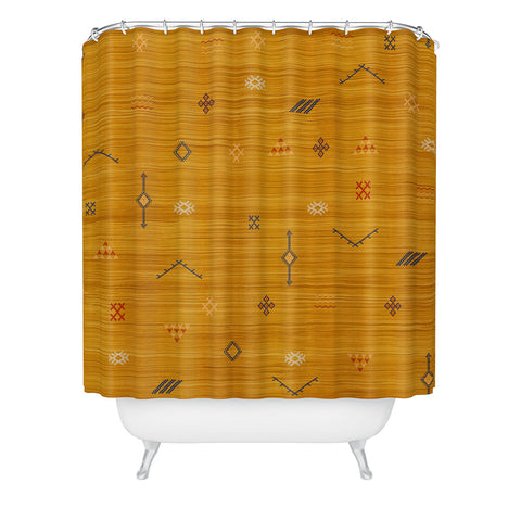 Becky Bailey Cactus Silk In Gold Shower Curtain