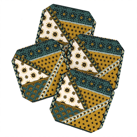 Becky Bailey Carol in Green and Gold Coaster Set