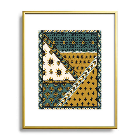 Becky Bailey Carol in Green and Gold Metal Framed Art Print