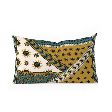 Becky Bailey Carol in Green and Gold Oblong Throw Pillow