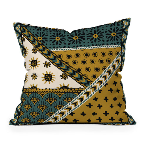 Becky Bailey Carol in Green and Gold Throw Pillow