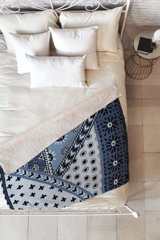 Becky Bailey Carol in Navy Blue Fleece Throw Blanket