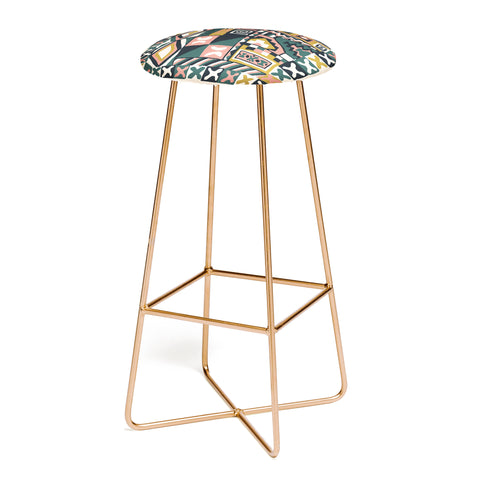 Becky Bailey Cosmo in Green and Gold Bar Stool