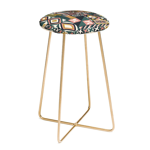 Becky Bailey Cosmo in Green and Gold Counter Stool