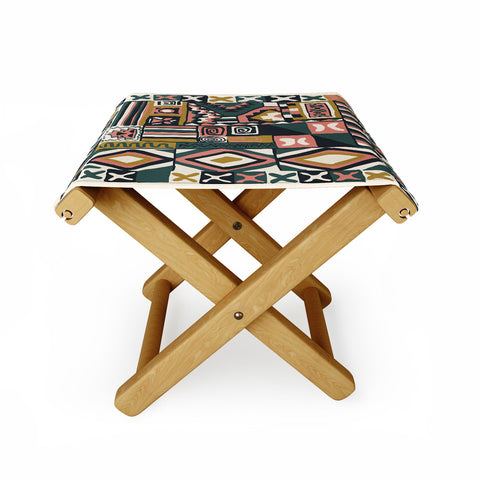 Becky Bailey Cosmo in Green and Gold Folding Stool