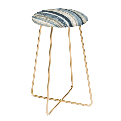 Becky Bailey Distressed Blue and White Counter Stool