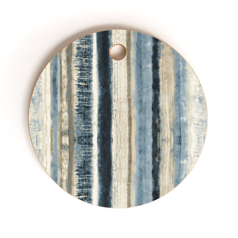 Becky Bailey Distressed Blue and White Cutting Board Round