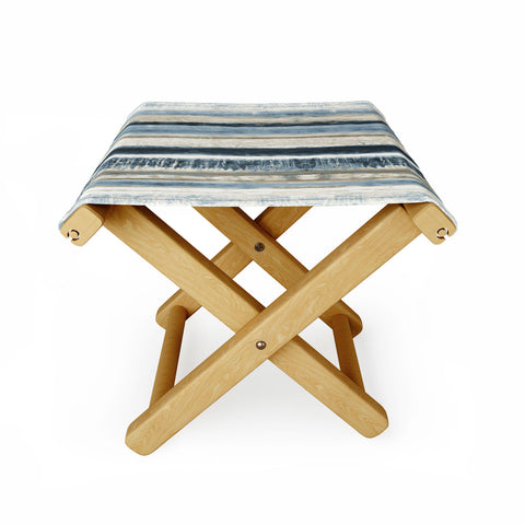 Becky Bailey Distressed Blue and White Folding Stool