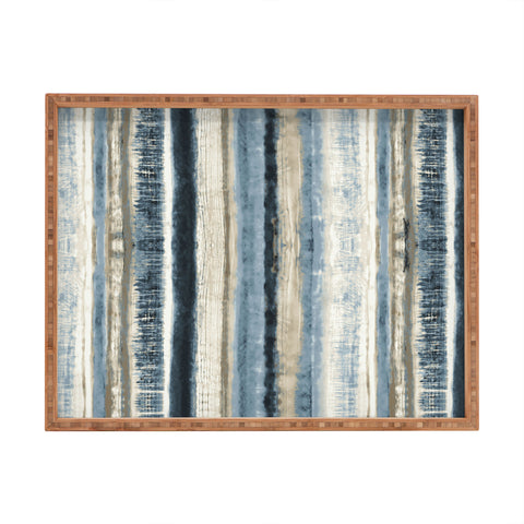 Becky Bailey Distressed Blue and White Rectangular Tray