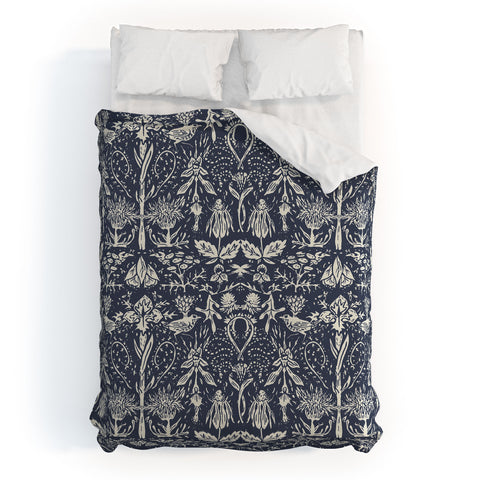 Becky Bailey Flight of Fancy in Dark Blue Duvet Cover