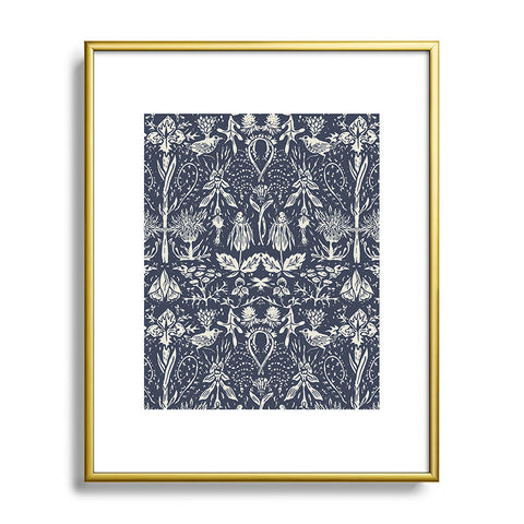 Becky Bailey Flight of Fancy in Dark Blue Metal Framed Art Print