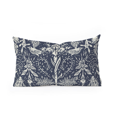 Becky Bailey Flight of Fancy in Dark Blue Oblong Throw Pillow