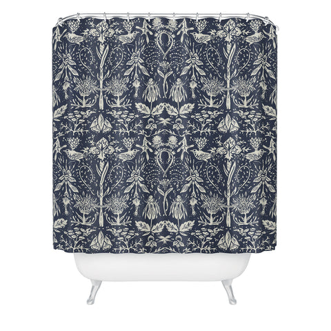 Becky Bailey Flight of Fancy in Dark Blue Shower Curtain