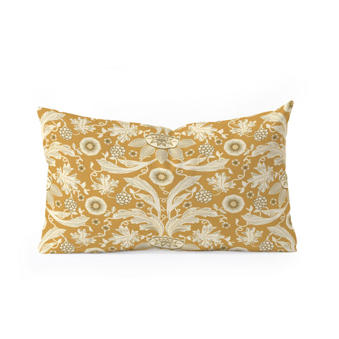 Becky Bailey Floral Damask in Gold Oblong Throw Pillow