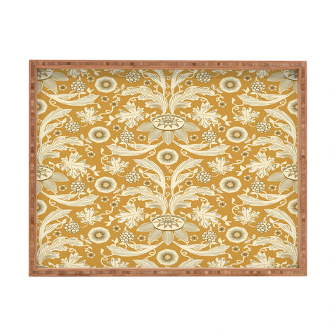 Becky Bailey Floral Damask in Gold Rectangular Tray