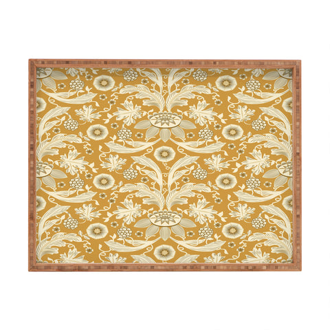 Becky Bailey Floral Damask in Gold Rectangular Tray
