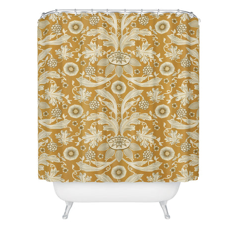 Becky Bailey Floral Damask in Gold Shower Curtain