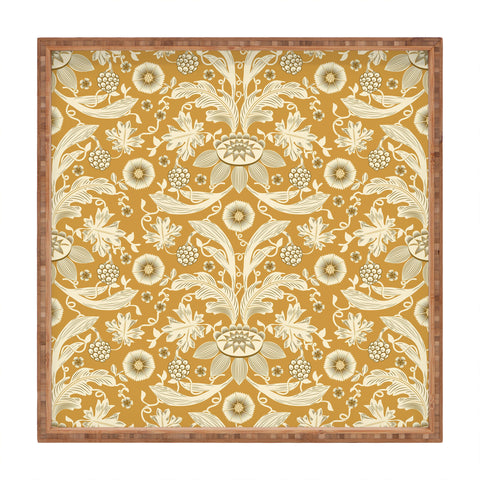 Becky Bailey Floral Damask in Gold Square Tray