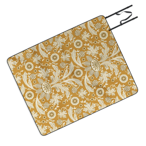 Becky Bailey Floral Damask in Gold Picnic Blanket