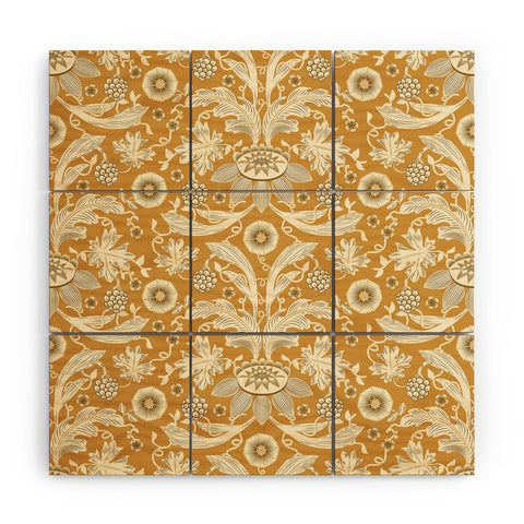Becky Bailey Floral Damask in Gold Wood Wall Mural