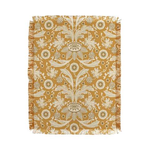 Becky Bailey Floral Damask in Gold Throw Blanket