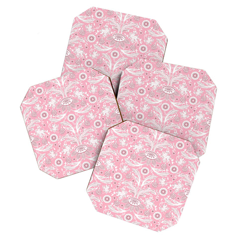 Becky Bailey Floral Damask in Pink Coaster Set