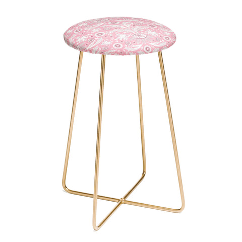Becky Bailey Floral Damask in Pink Counter Stool