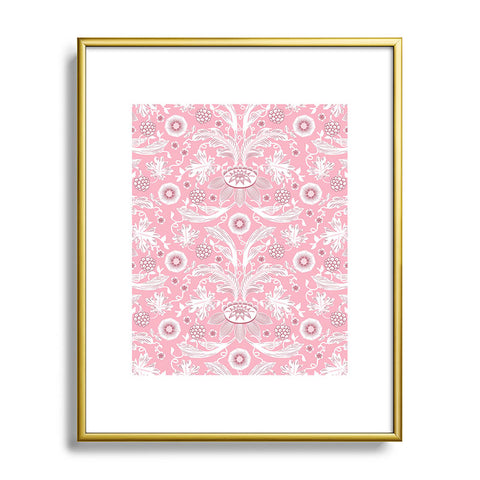 Becky Bailey Floral Damask in Pink Metal Framed Art Print