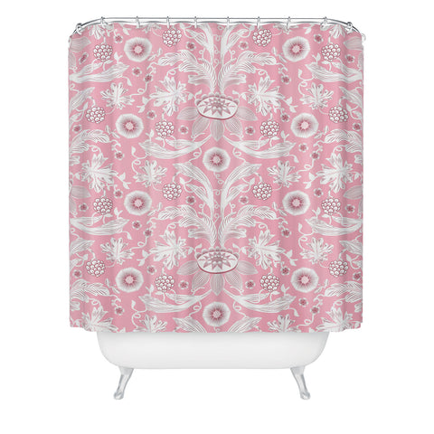 Becky Bailey Floral Damask in Pink Shower Curtain