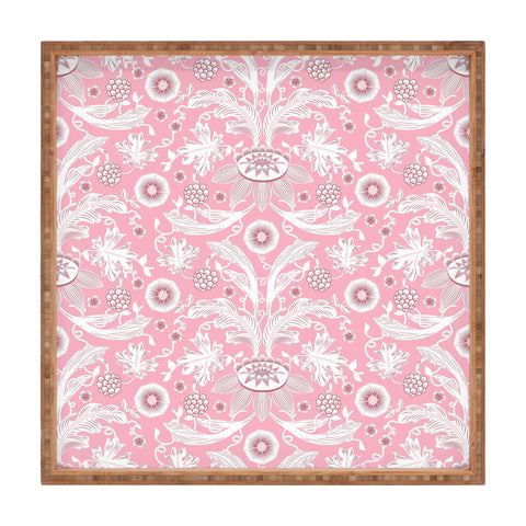 Becky Bailey Floral Damask in Pink Square Tray
