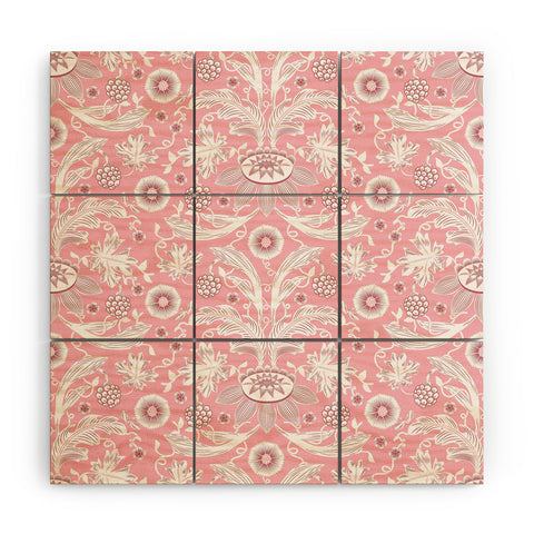 Becky Bailey Floral Damask in Pink Wood Wall Mural